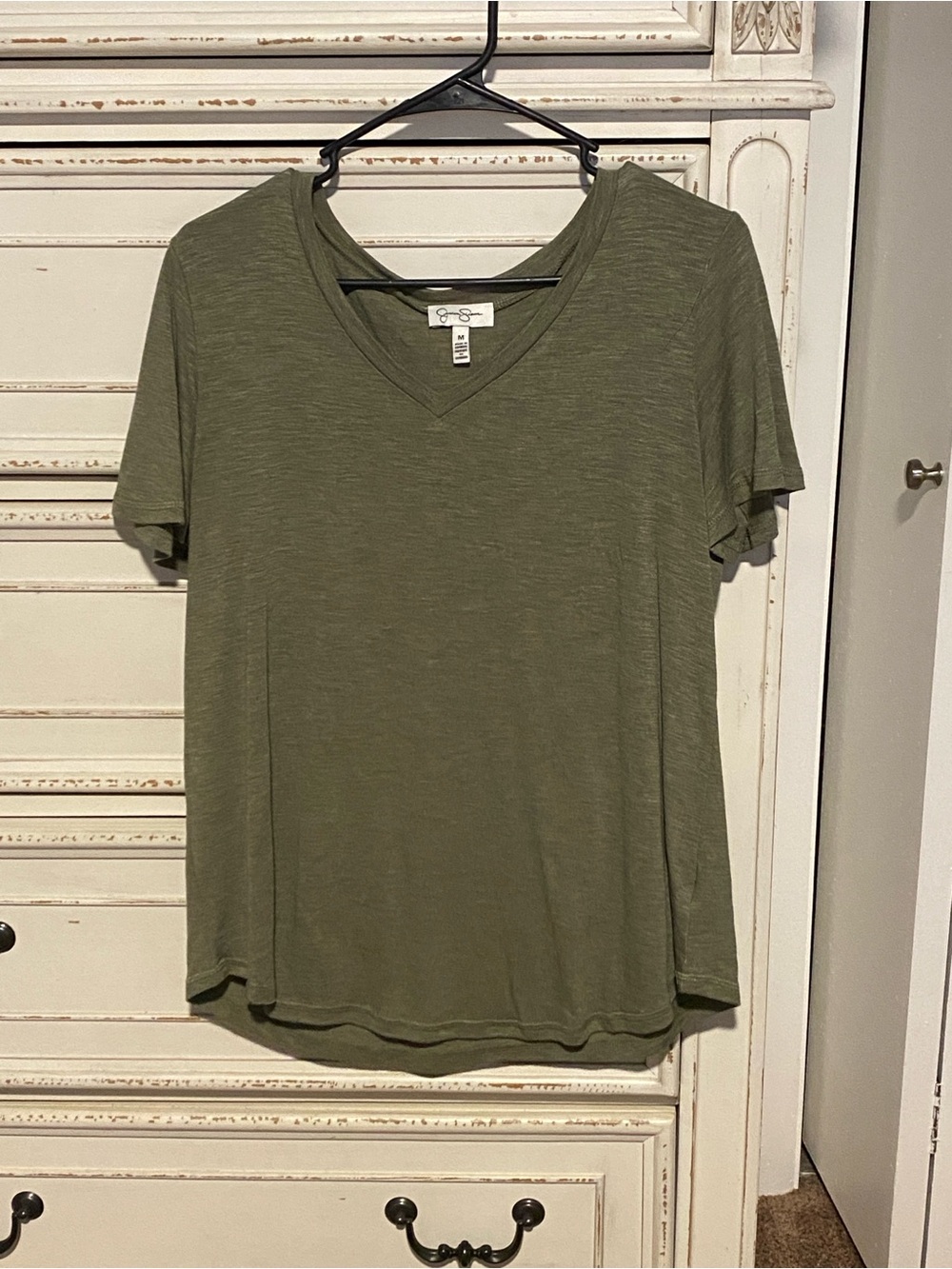 Jessica Simpson Olive Green V-Neck Short Sleeve Tee